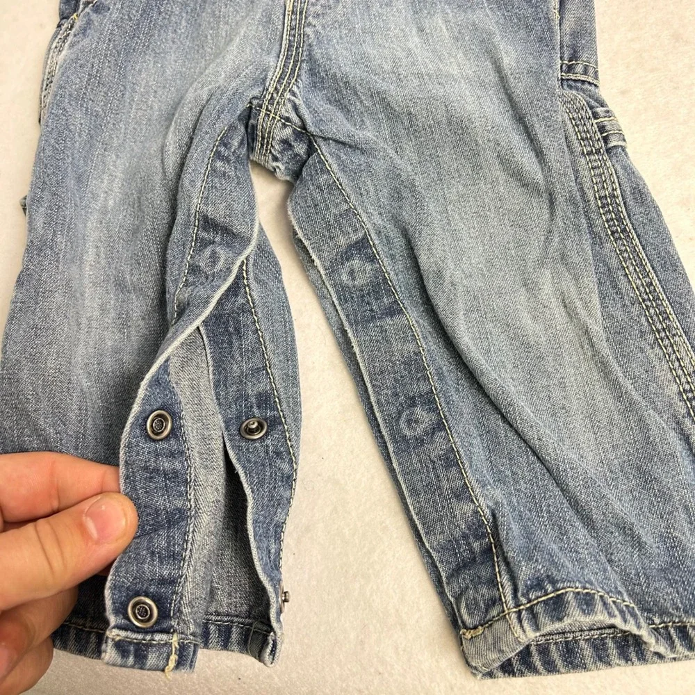 Vintage Style OshKosh Bgosh Kids 12M Blue Denim Carpenter Snap Inseam Overalls‎